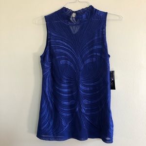NWT $60 BEAUTIFUL Goddess Blue Womens top size large sleeveless romance gift INC